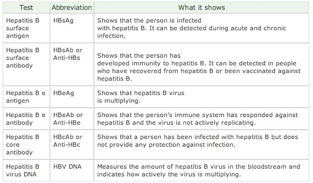 hepatitis b sign and laboratory test